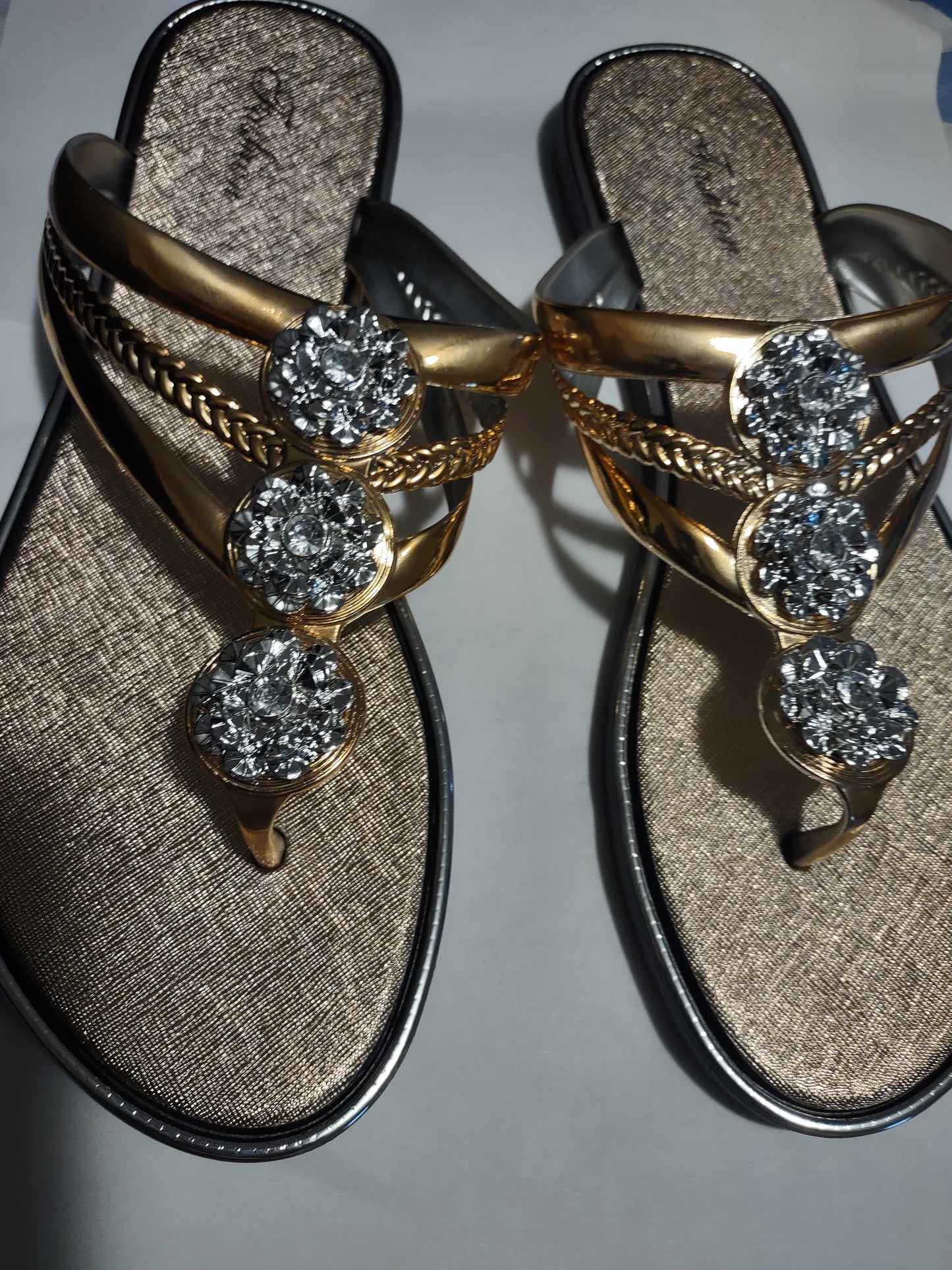 Pretty Copper and Rhinestone Sandals