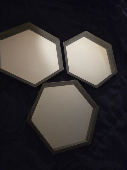 Octagon style wall mirror (3pcs set)