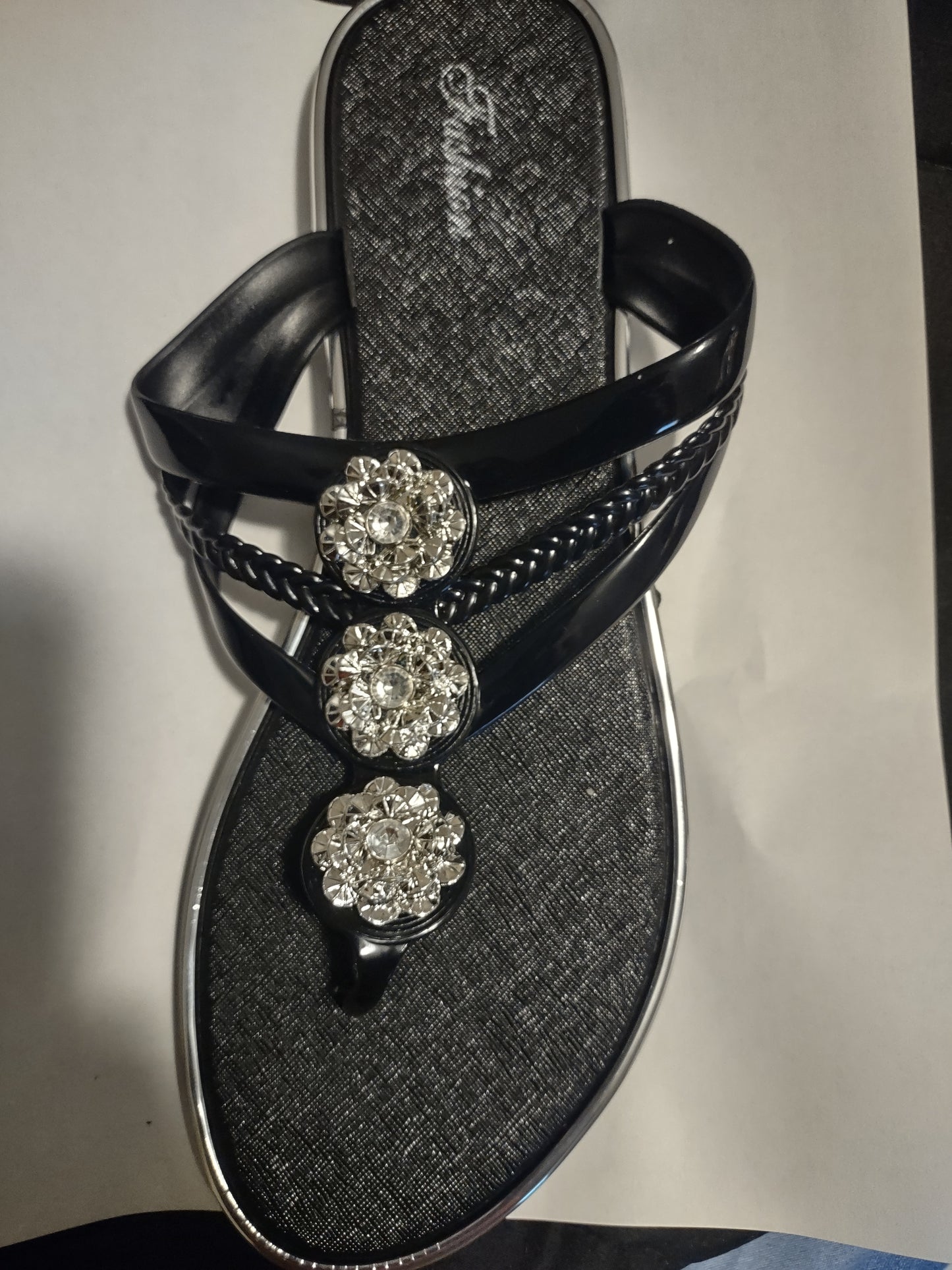 Black and Bling Women’s Thong Sandals